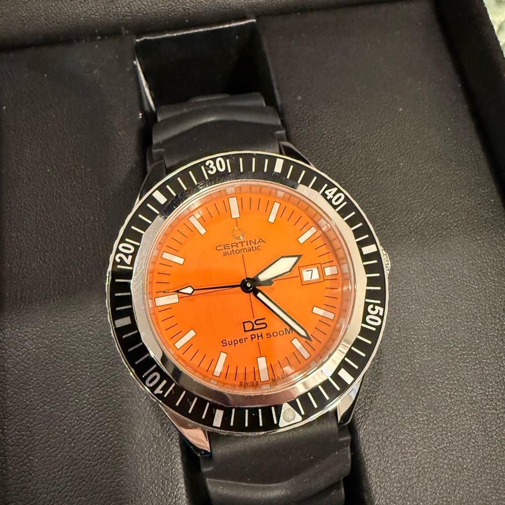 Certina DS Super PH 500M Orange Dial Watch